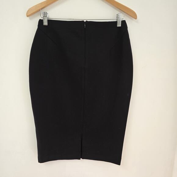 Quince Skirt Small Stretch Ponte Knit Pencil Black Knee Length Business NWT - Picture 2 of 8